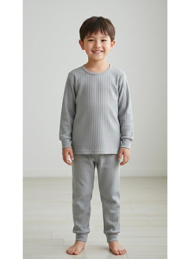 شراع طقم ملابس داخلية حرارية (دفاية) للاولاد - قطن 100% - قميص طويل الأكمام وبنطال - Image 1